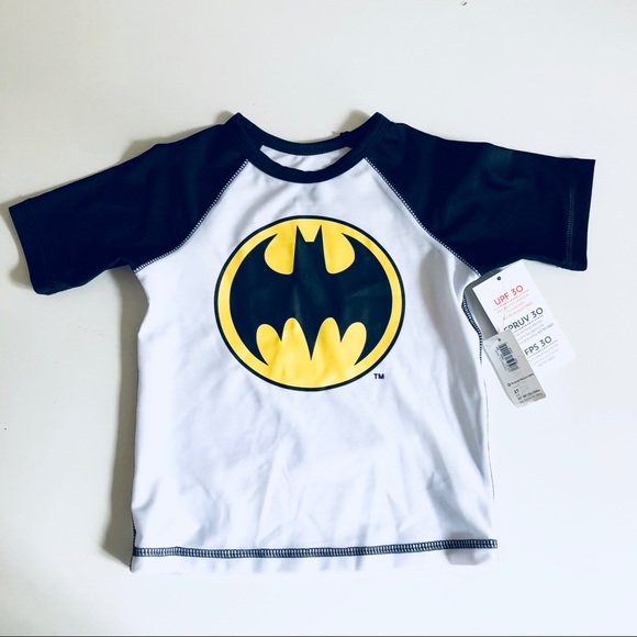 Batman Long Sleeve Swim Rash Guard UV Protection//UPF 50 Swimwear//Swimsuit for Toddler Boys